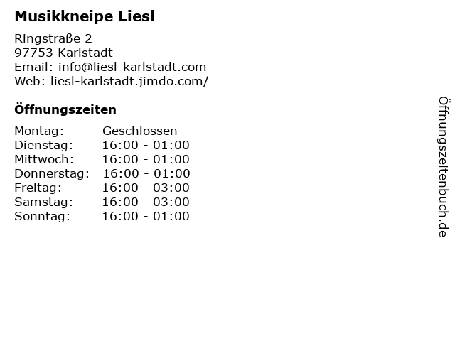 Musikkneipe Liesl in Karlstadt: Adresse und Öffnungszeiten