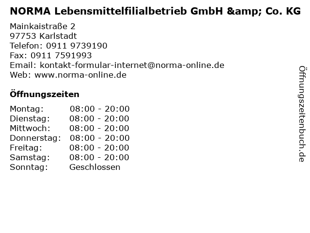 NORMA Lebensmittelfilialbetrieb GmbH & Co. KG in Karlstadt: Adresse und Öffnungszeiten