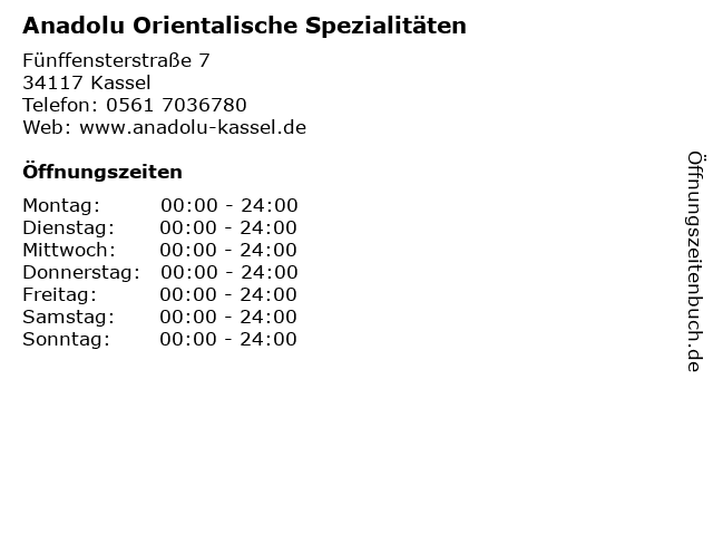 Anadolu Orientalische Spezialitäten in Kassel: Adresse und Öffnungszeiten