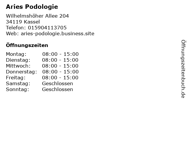 Aries Podologie in Kassel: Adresse und Öffnungszeiten