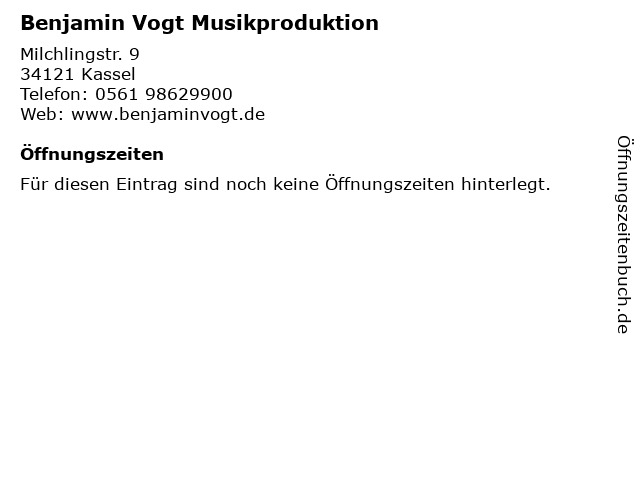 Benjamin Vogt Musikproduktion in Kassel: Adresse und Öffnungszeiten