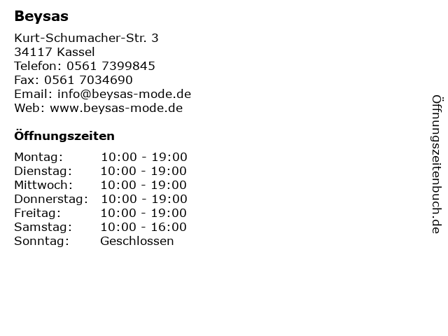 Beysas in Kassel: Adresse und Öffnungszeiten