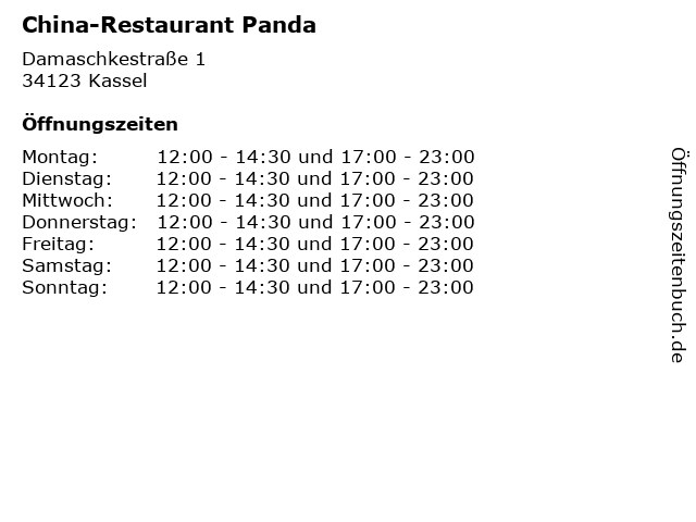 China-Restaurant Panda in Kassel: Adresse und Öffnungszeiten