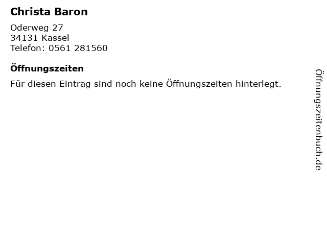 Christa Baron in Kassel: Adresse und Öffnungszeiten