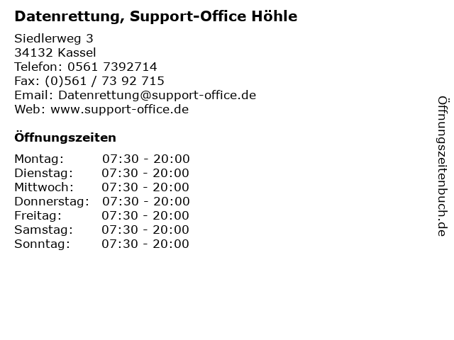 Datenrettung, Support-Office Höhle in Kassel: Adresse und Öffnungszeiten