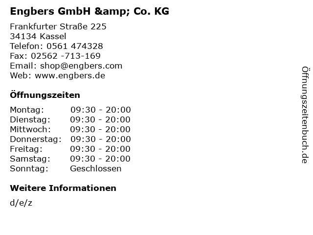 Engbers GmbH & Co. KG in Kassel: Adresse und Öffnungszeiten