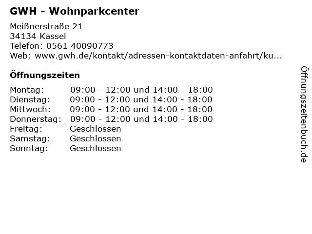GWH - Wohnparkcenter in Kassel: Adresse und Öffnungszeiten