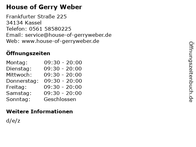 House of Gerry Weber in Kassel: Adresse und Öffnungszeiten