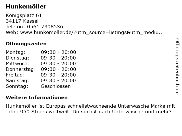 Hunkemöller in Kassel: Adresse und Öffnungszeiten