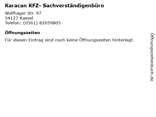 Karacan KFZ- Sachverständigenbüro in Kassel: Adresse und Öffnungszeiten