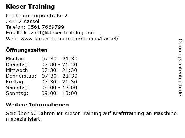 Kieser Training in Kassel: Adresse und Öffnungszeiten