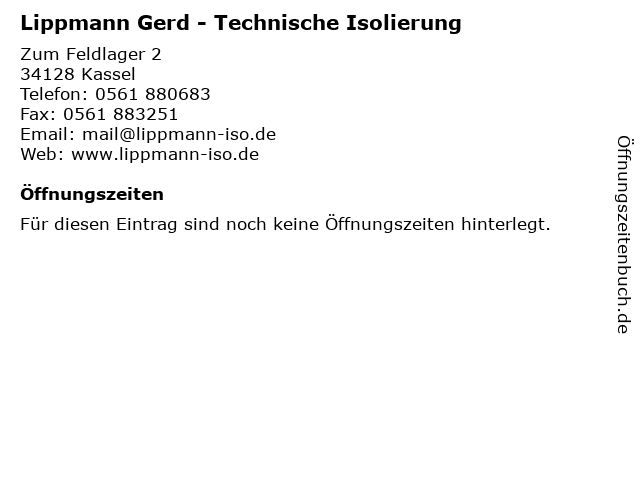 Lippmann Gerd - Technische Isolierung in Kassel: Adresse und Öffnungszeiten
