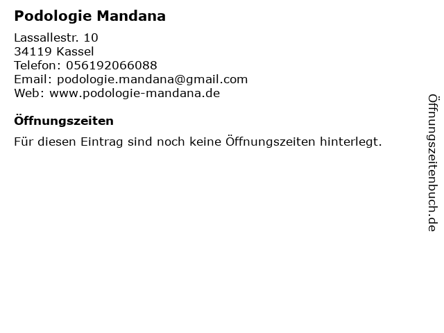 Podologie Mandana in Kassel: Adresse und Öffnungszeiten