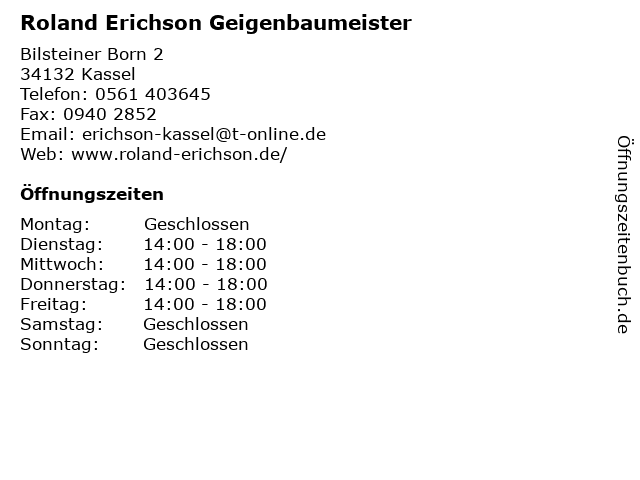 Roland Erichson Geigenbaumeister in Kassel: Adresse und Öffnungszeiten
