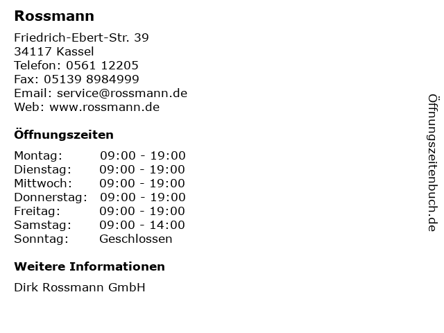 Rossmann in Kassel: Adresse und Öffnungszeiten