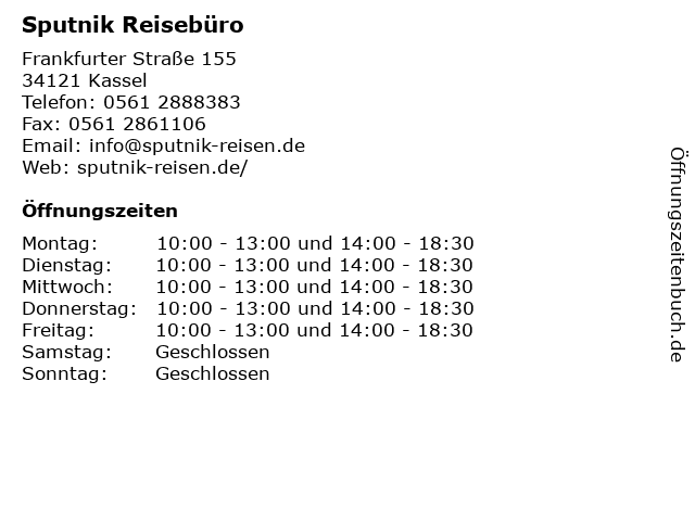 Sputnik Reisebüro in Kassel: Adresse und Öffnungszeiten