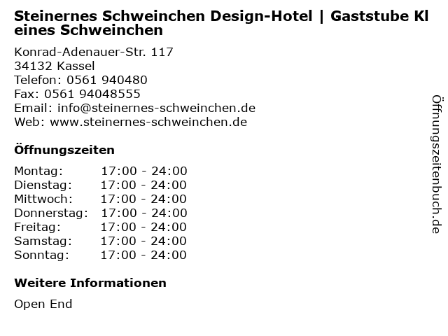 Steinernes Schweinchen Design-Hotel | Gaststube Kleines Schweinchen in Kassel: Adresse und Öffnungszeiten