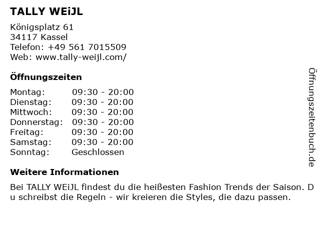 TALLY WEiJL in Kassel: Adresse und Öffnungszeiten