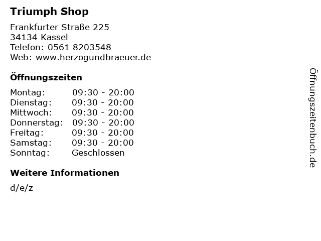 Triumph Shop in Kassel: Adresse und Öffnungszeiten