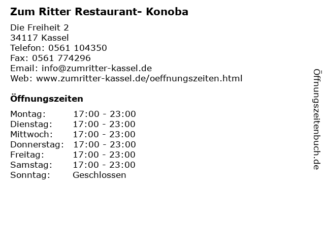 Zum Ritter Restaurant- Konoba in Kassel: Adresse und Öffnungszeiten