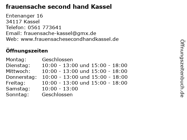 frauensache second hand Kassel in Kassel: Adresse und Öffnungszeiten