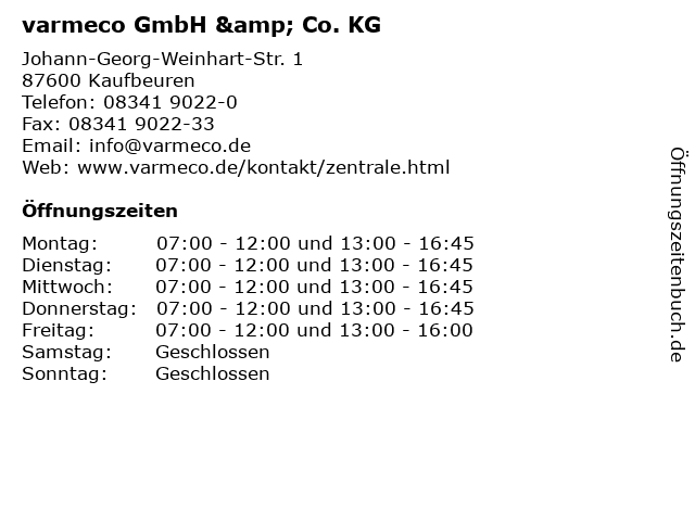 varmeco GmbH & Co. KG in Kaufbeuren: Adresse und Öffnungszeiten