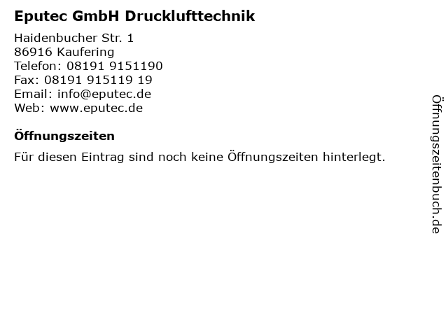 Eputec GmbH Drucklufttechnik in Kaufering: Adresse und Öffnungszeiten