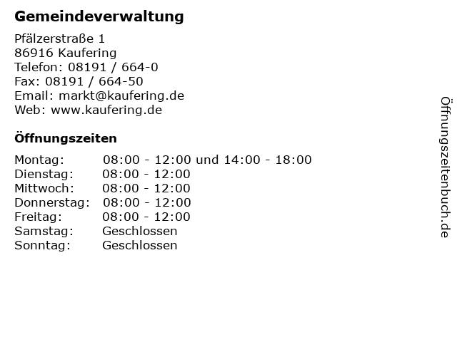 Gemeindeverwaltung in Kaufering: Adresse und Öffnungszeiten