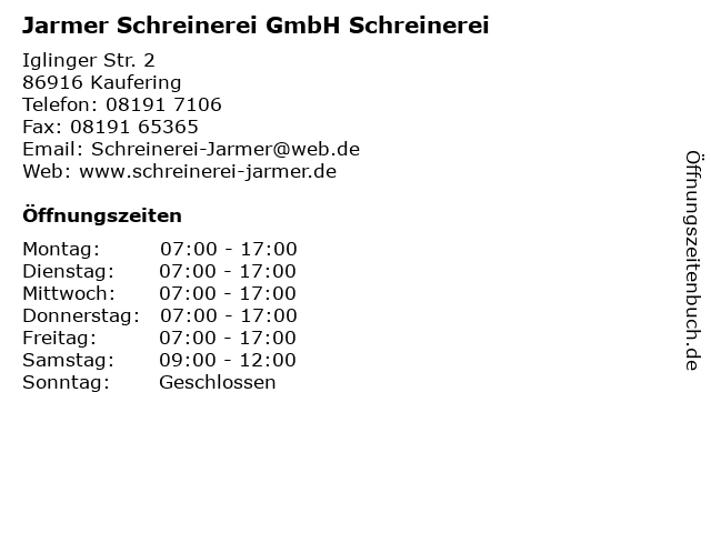 Jarmer Schreinerei GmbH Schreinerei in Kaufering: Adresse und Öffnungszeiten