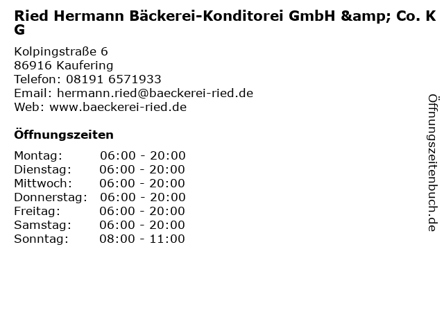 Ried Hermann Bäckerei-Konditorei GmbH & Co. KG in Kaufering: Adresse und Öffnungszeiten