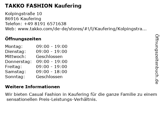 TAKKO FASHION Kaufering in Kaufering: Adresse und Öffnungszeiten