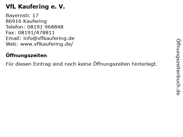 VfL Kaufering e. V. in Kaufering: Adresse und Öffnungszeiten
