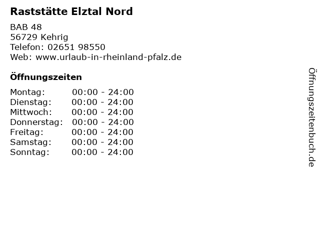 Raststätte Elztal Nord in Kehrig: Adresse und Öffnungszeiten
