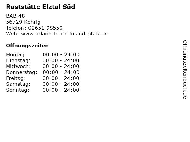 Raststätte Elztal Süd in Kehrig: Adresse und Öffnungszeiten