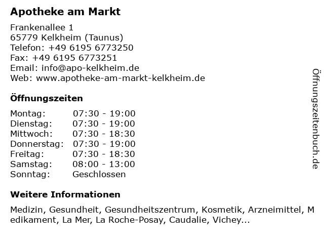 Apotheke am Markt in Kelkheim (Taunus): Adresse und Öffnungszeiten