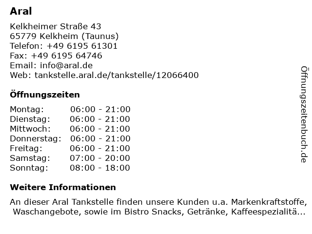 Aral in Kelkheim (Taunus): Adresse und Öffnungszeiten