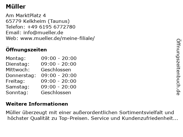 Müller in Kelkheim (Taunus): Adresse und Öffnungszeiten