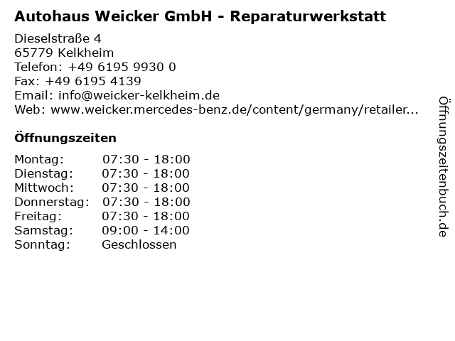 Autohaus Weicker GmbH - Reparaturwerkstatt in Kelkheim: Adresse und Öffnungszeiten