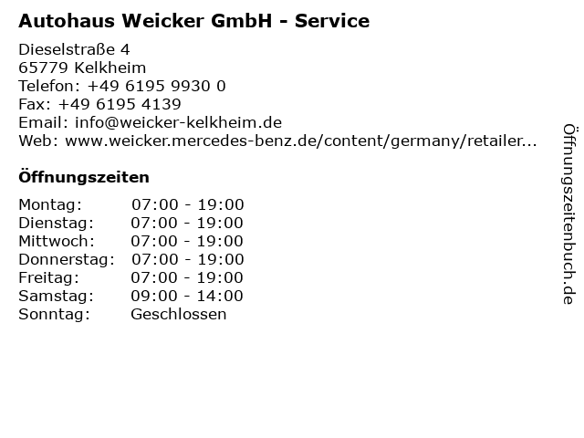 Autohaus Weicker GmbH - Service in Kelkheim: Adresse und Öffnungszeiten