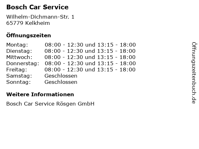 Bosch Car Service in Kelkheim: Adresse und Öffnungszeiten