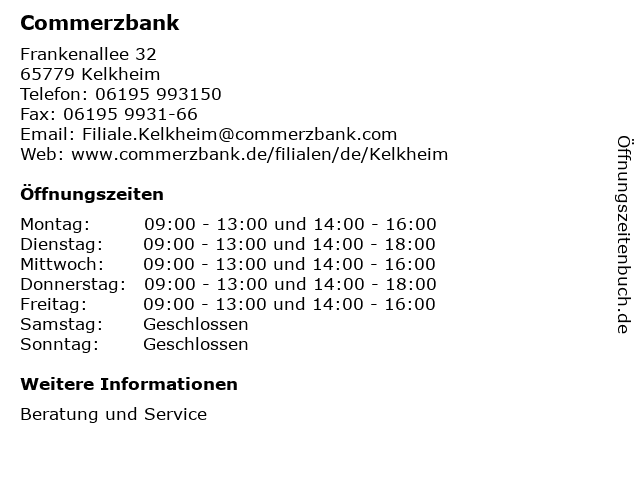 Commerzbank in Kelkheim: Adresse und Öffnungszeiten