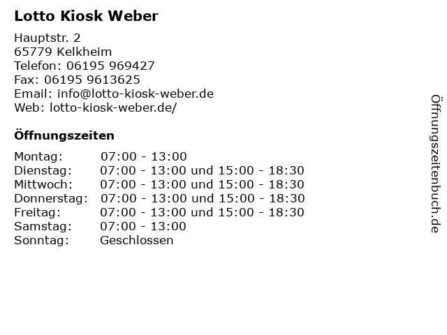 Lotto Kiosk Weber in Kelkheim: Adresse und Öffnungszeiten