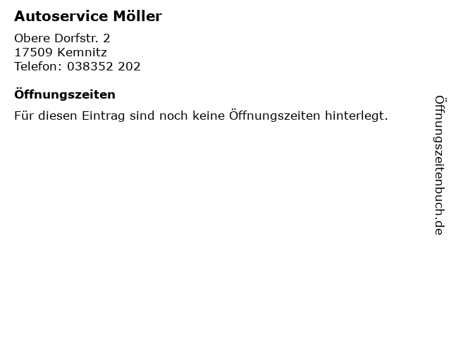 Autoservice Möller in Kemnitz: Adresse und Öffnungszeiten