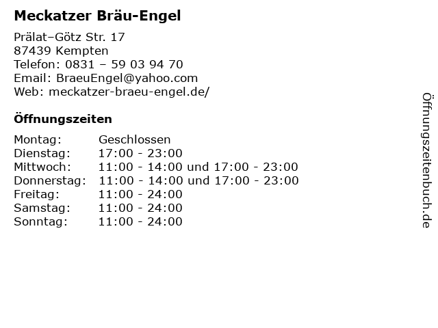 Meckatzer Bräu-Engel in Kempten: Adresse und Öffnungszeiten