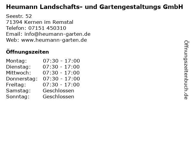 Heumann Landschafts- und Gartengestaltungs GmbH in Kernen im Remstal: Adresse und Öffnungszeiten