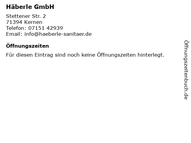 Häberle GmbH in Kernen: Adresse und Öffnungszeiten