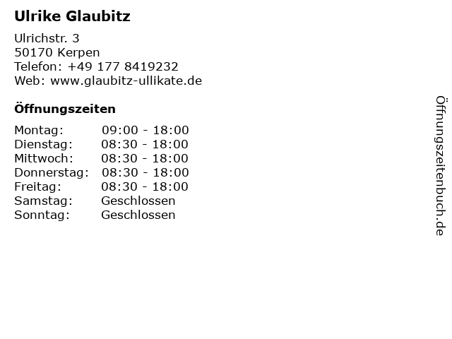 Ulrike Glaubitz in Kerpen: Adresse und Öffnungszeiten
