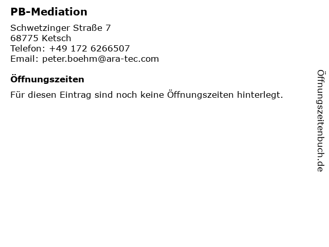 PB-Mediation in Ketsch: Adresse und Öffnungszeiten