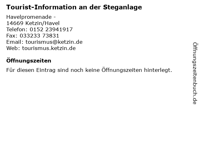 Tourist-Information an der Steganlage in Ketzin/Havel: Adresse und Öffnungszeiten