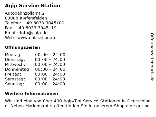 Agip Service Station in Kiefersfelden: Adresse und Öffnungszeiten